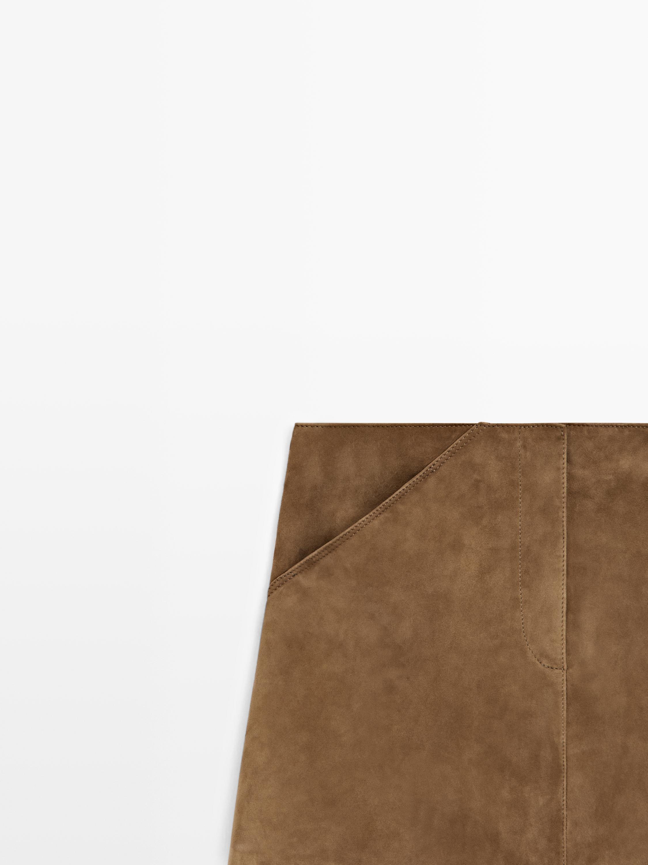 Suede leather mini skirt